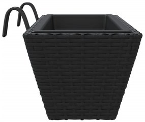 vidaXL 2 db fekete polyrattan növénytartó horoggal