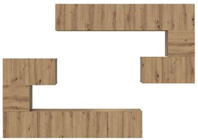 TV szekrény garnitúra 8 pcs kézműves tölgy 80 x 30 x 30 cm
