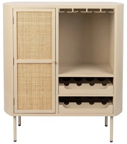 Krémszínű rattan bortartó szekrény, palackok száma 8, 90x100 cm Amaya – White Label