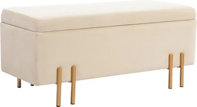 Tároló pad fedéllel 220 kg teherbírás HOMCOM kárpitozott ülőpad rejtett tárolóval ágyláda pad fém lábakkal előszoba hálószoba nappali bézs 100x40x42 c