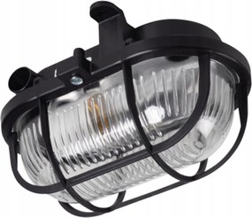 Lámpa Falra szerelhető Csatorna Garázs Hermetikus E27 IP54 Ovális Fekete