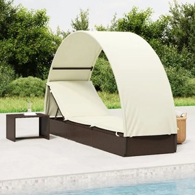 vidaXL barna polyrattan napágy kerek tetővel 211 x 57 x 140 cm