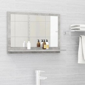 betonszürke forgácslap fürdőszobai tükör 60 x 10,5 x 37 cm
