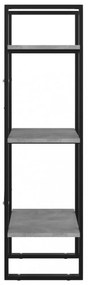 3-szintes betonszürke szerelt fa könyvszekrény 40 x 30 x 105 cm
