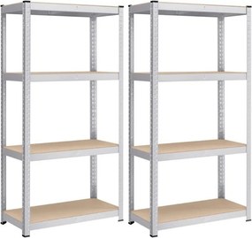SONGMICS 2 db nagy teherbírású tárolóállvány, 4 állítható polccal, 80 x 40 x 160 cm, 520 kg/állvány, ezüst