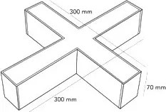 UNIVERSO LL57-lámpához X-alakú toldóelem 18w 2340lm 4000k-6500k IP20 Fekete 300x300x70mm 5év