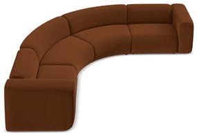 Narancssárga-barna bársony sarokkanapé Ekahi – Makamii