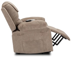 Elektromosan Vezérelhető Masszázsfunkciós Fotel Felállás Segítő Funkcióval, Sötét Bézs Kordbársony Kárpittal. Fenix 2