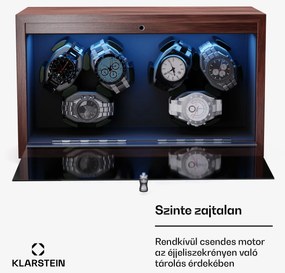 Klarstein Brienz 6, órafelhúzó, 6 óra, 4 üzemmód, fa megjelenés, kék belső világítás