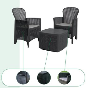 I.P.A.E-Progarden Kerti garnitúra TREE, 3 részes, antracit színben