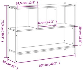 füstös tölgy színű szerelt fa könyvszekrény 102x28x77,5 cm