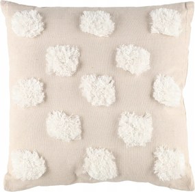 Stílusos Bézs Díszpárna Pomponokkal 45 X 45 CM