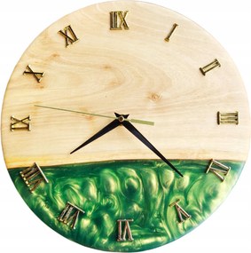 Falióra Fából és Zöld Gyantából Arany Számok