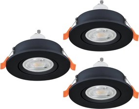 Eglo 902251 - SZETT 3xLED fürdőszobai süllyesztett mennyezeti lámpa BARRANCO 1xGU10/4,5W/230V IP44 fekete