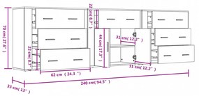 3 db sonoma tölgyszínű szerelt fa tálalószekrény