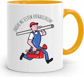 Sárga Bögre Ajándék Vízvezeték Szerelőnek Bízz Bennem fényképes nyomattal