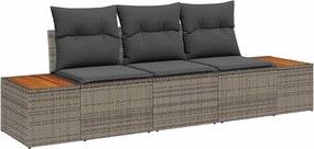 vidaXL Kerti Kanapé Szett párnával tárolóval 3 pcs Szürke Poli rattan