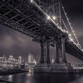 Poszter 30x30cm Manhattan hĂd a Keleti folyĂł felett alkonyatkor 2, Assaf Fran