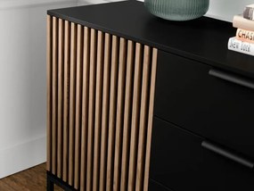 Komód MEORATI 150x40 cm, fekete/tölgy artisan