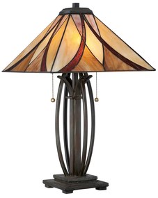 ELSTEAD-QZ-ASHEVILLE-TL Többszínű Színű Tiffany Asztali Lámpa 2XE27 60W IP20
