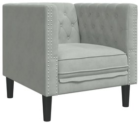 világosszürke bársony Chesterfield kanapéfotel
