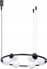 Függő lámpa Orbit 6 tejgömbök a gyűrű körön