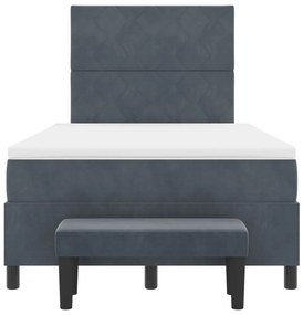 Box Spring Ágy Matraccal és Paddal Sötétszürke 120x190 cm Bársony