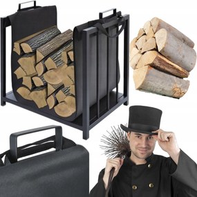 Tűzifa Állvány 3in1 Kandalló Állvány Hordozható Fa Tartóval