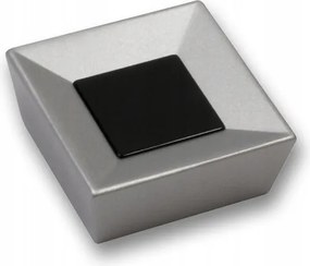 Bútorfogantyú gomb Siro 2100-39PB21A3 alumínium/fekete hatás