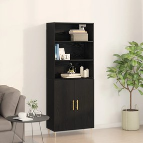 Magas Szekrény Fekete Tölgy 69.5x34x180 cm Laminált Fa