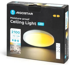 Aigostar - LED Fürdőszobai mennyezeti lámpa LED/18W/230V 3000-6000K IP54 + távirányító