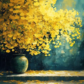 Canvas Vászonkép Fa Ginkgo Fák Ősz Sárga Levelek 80x80