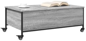 szürke sonoma szerelt fa dohányzóasztal kerekekkel 91x55x34 cm