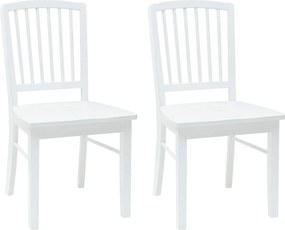 vidaXL Étkező Székek 2 pcs Fehér 50 x 52,5 x 91 cm Tömör Gumi Fa