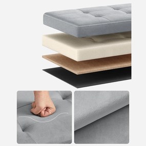 Tároló puff, összecsukható bársony tárolódoboz, szürke, 31 x 41 x 31 cm