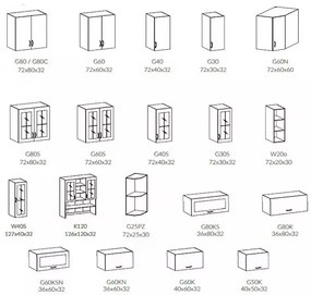 Provance G50K felső konyhai tároló szekrény Sosna Andersen N