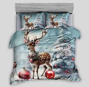 3D pamut ágynemű DEER WITH DECORATION kék, 100% pamut Ágyneműhuzat mérete: 70 x 90 cm | 140 x 200 cm