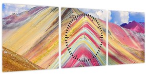 Kép - Rainbow Mountain, Peru (órával) (90x30 cm)