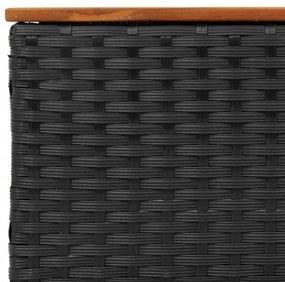 5 részes fekete polyrattan akácfa kerti kanapészett párnákkal
