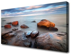 Vászonkép Stones-tenger táj 120x60 cm