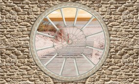 Flizelin fotótapéta Tengerpart Naplemente Kőfal 208x146 +ragasztó