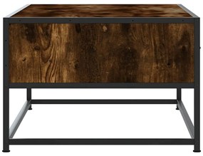 vidaXL füstös tölgy szerelt fa és fém dohányzóasztal 100 x 50 x 35 cm