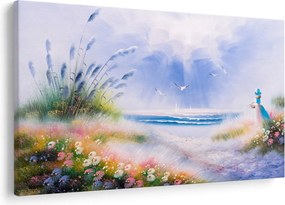 Kép - romantikus tengerpart, olajfestmény (90x60 cm)
