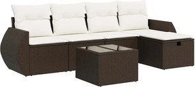 vidaXL 6 részes barna polyrattan kerti ülőgarnitúra párnával