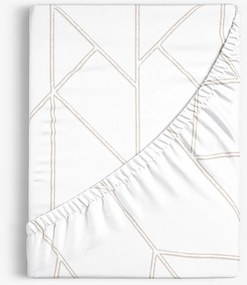 Goldea pamut gumis lepedő - geometriai vonalak fehéren 90 x 200 cm
