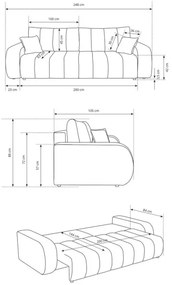DESIO kinyitható háromszemélyes kanapé, bézs