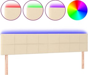 vidaXL krémszínű szövet LED-es fejtámla 160x5x78/88 cm
