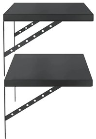 2 db fekete rozsdamentes acél fali polc 75 x 40 cm