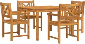 vidaXL Kert étkező szett 5 pcs Barna Tömör akácfa