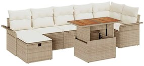 vidaXL Kerti Kanapé Szett párnával tárolóval 8 pcs Bézs polirattan